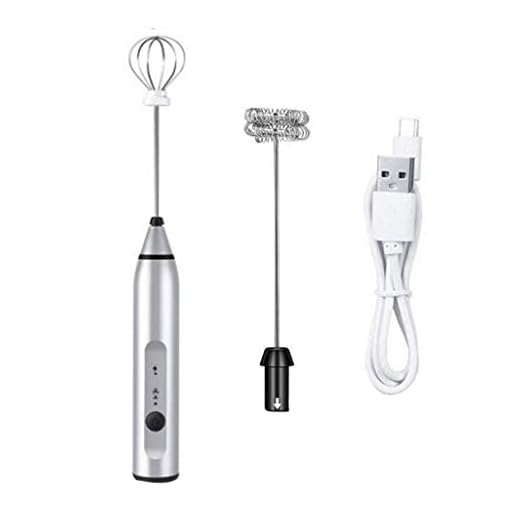 Frothy Hand Mixer and Milk Frother, Battery-Operated Foamer, Stainless Steel Drink Mixer for Expert Lattes Milkshakes Matcha Cappuccinos Dalgona Coffee, 3-Speed Handheld Electric Mixer