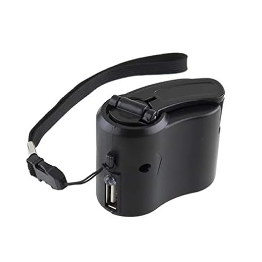 Hand vevladdare manuell generator Mobiltelefon nödladdare USB-laddare (svart)