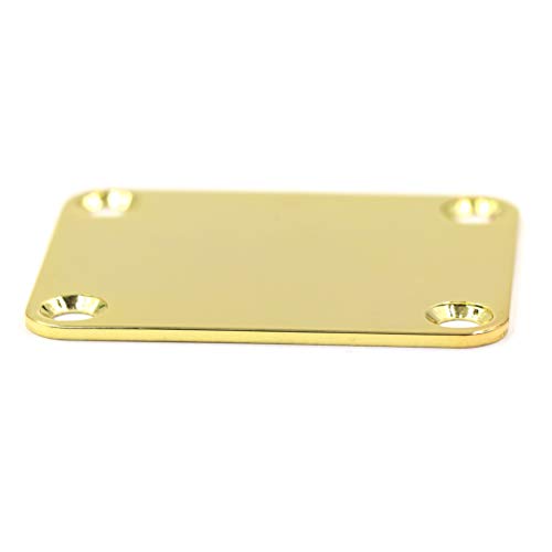 Disens Thick Metal Guitar Neck Plate With Screws,4 Holes Guitar Neck Joint Board Replacement Neckplate Electric Bass Guitar Accessories (Gold) #TOP3