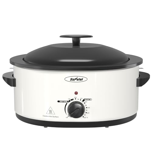 Image of Sunvivi Electric Roaster Oven for Small Families, 8QT Portable Roaster with Self-Basting Lid Defrost & Keep Warm, Adjustable Temp 150F-450F for Baking, Slow Cooking, Buffet Serving & RV Camping