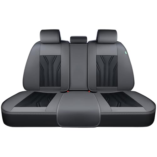 Image of FLORICH Rear Seat Covers Leather Car Seat Covers Waterproof Back Seat Cover Automotive Seat Covers Universal Seat Cushion Protector for Most Cars Trucks SUV-Gray&Black