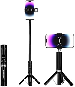 Amazon Basics Selfie Stick with LED Light | Enhanced Li...