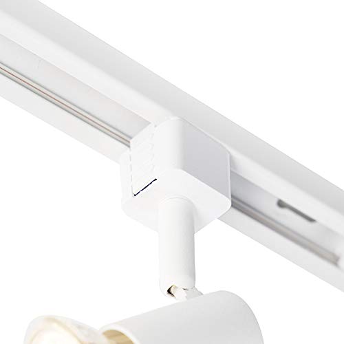 Qazqa Modern Schienensystem Lampen Komplettset, Schienenbeleuchtung, Deckenstrahler, Deckenspot - Iconic Jeany - Weiß, 5-flammig, 200cm, Ideal als Küche lampe und Wohnzimmerlampe