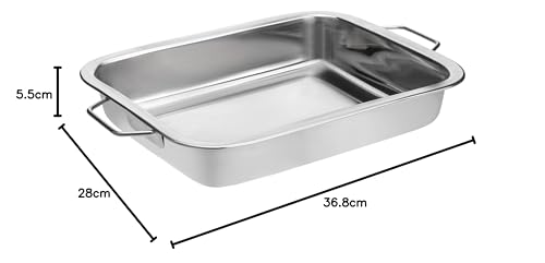Sartén para asar de acero inoxidable 35 cm apta para horno con bandeja para hornear 7
