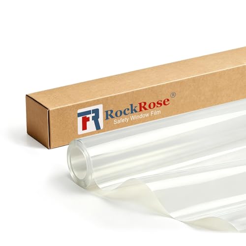 RockRose Security and Safety Clear Window Film - Anti-Shatter Tempered Glass Film for Home & Office Windows - Premium 4 Mil 99% UV Resistant Window Film for Enhanced Safety - (30 in X 10 Ft)
