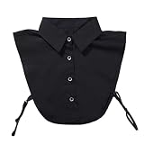 DUBTEDHOU Il Falso Collare, Mezzo Colletto Staccabile da Donna in Cotone 2 Pezzi Bianco e Nero 40 cm(Black Sharp Collar)