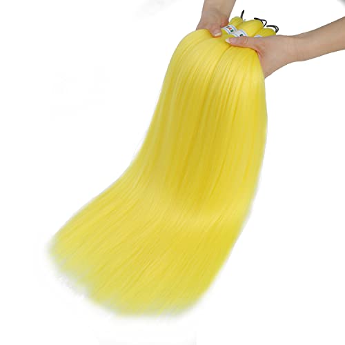 Newluyang Yellow Pre Stretched Braiding Hair,100% Kanekalon Synthetic Top Silky Color Blend Synthetic Fiber Easy Braid Hair Extensions,26Inch 3Packs Yaki Texture Crochet Hair Braids（Yellow) #TOP3