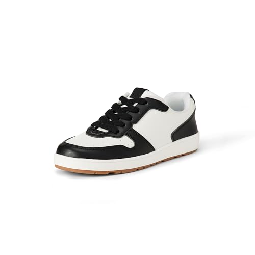 Amazon Essentials Unisex Kids Low Top Lace Up Court Sneakers for Boys and Girls Black 1 Little Kid