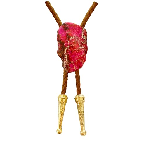 Image of Daisy Del Sol Gemstone Bolo Tie Braided Vegan Faux Leather Natural Stone Gold Handmade Necklace Adjustable Boho Western Jewelry
