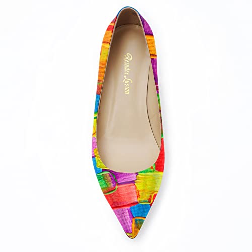 Image of Reindee Lusion Womens Low Kitten Comfortable High Heels Music Note Printed Closed Toe Sexy Pumps Shoes