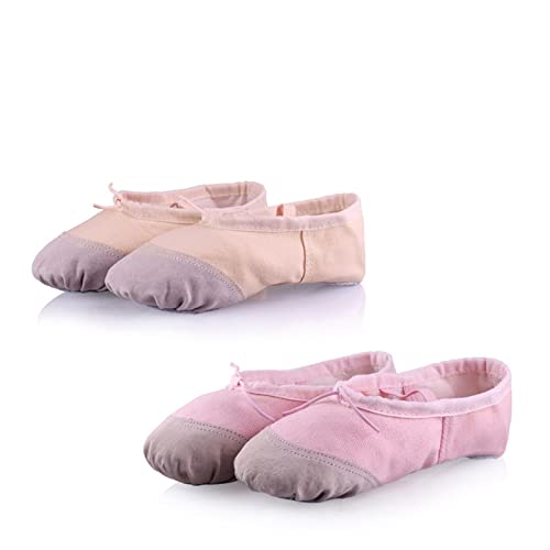 Ballet Shoes Yoga for Dancing Ballet Canvas Dance Shoes Girls Canvas Ballet Slippers Flats,White-26 EU2