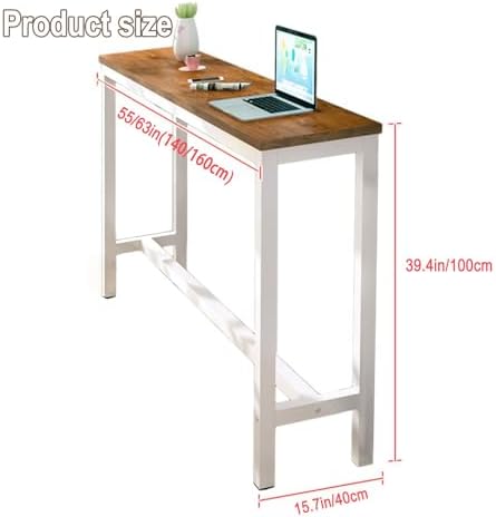 Narrow Rectangular Bar Table - Counter Height Dining Table for Kitchen, Restaurant, Cafe, Dessert Shop, Living Room, Balcony - Stylish & Space-Saving Design