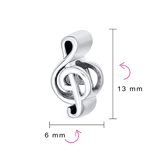 Charm de plata de ley para pulsera con diseño de notas musicales y piano 7