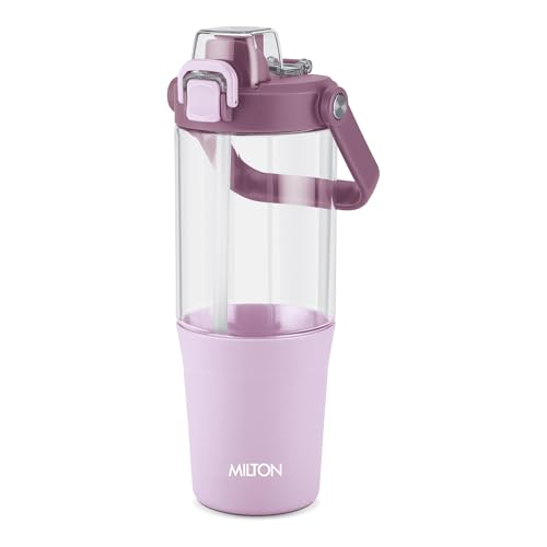Image of MILTON Summit 1200 2-in-1 Sip or Gulp Lid Tumbler 1200 ml | Plastic Water Bottle with Sturdy Handle & Straw | Leak-Proof, BPA-Free | Perfect for Office, Gym, Travel Tumbler for Men and Women, Violet