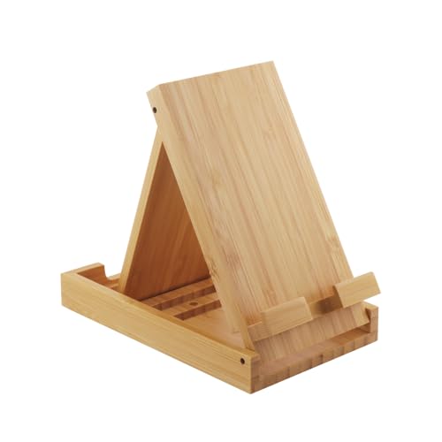 Yisen Holz Bambus Faltbarer Universal Multi-Angle Handy Ständer Halter, Handy Halterung für Smartphone und Tablet