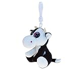 DolliBu Cow Plush Big Eyes Keychain Stuffed Animal - Soft Wild Farm Animal Charm with Sparkling Big Eyes, Decorative Barn Plush Toy Accessory & Fun Buddy Clip for Kids Keys, Purse, Backpack, & Bags