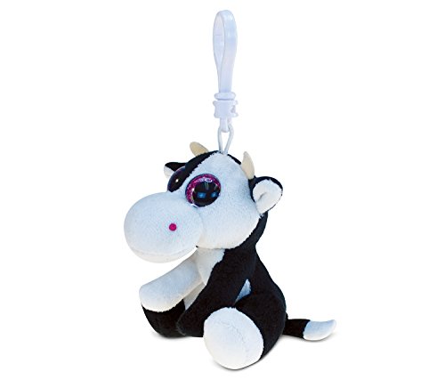 DolliBu Cow Plush Big Eyes Keychain Stuffed Animal - Soft Wild Farm Animal Charm with Sparkling Big Eyes, Decorative Barn Plush Toy Accessory & Fun Buddy Clip for Kids Keys, Purse, Backpack, & Bags