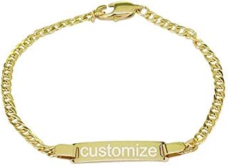 ProLuckis Personalized Gold Baby Bracelet Engraved Name Baby ID Protection bracelets Adjustable