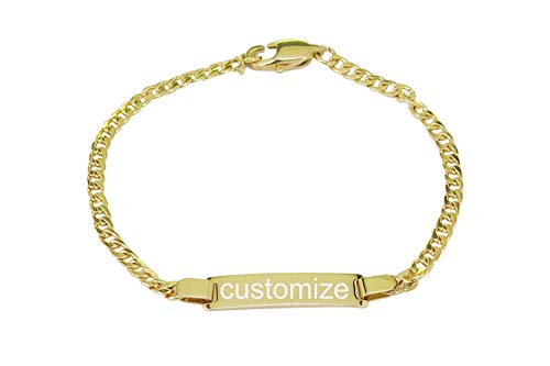 ProLuckis Personalized Gold Baby Bracelet Engraved Name Baby ID Protection bracelets Adjustable