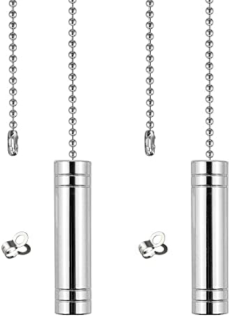 PLCatis Light Pull Cord 2PCS Bathroom Light Pull Cord Handle Easy to Install 89cm Adjustable Stainless Steel Beads Pull Chain Decorative Accent Pull Switch Handle for Celling Fans Light Fixtures