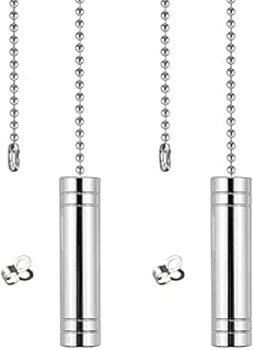 PLCatis Light Pull Cord 2PCS Bathroom Light Pull Cord Handle Easy to Install 89cm Adjustable Stainless Steel Beads Pull Chain Decorative Accent Pull Switch Handle for Celling Fans Light Fixtures