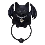Nemesis Now Türklopfer Vampirkatze Vampir – 20 cm Schwarze Fledermaus-Katzenklopfer, Hexengeschenk, Halloween-Dekoration, gegossen aus feinstem Harz, fachmännisch handbemalt