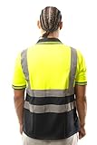 Grunge Wear® Hi Viz High Visibility Short Sleeve Polo Shirts - Men's Reflective Tape Safety Hi Vis Security Workwear T-Shirt Tops (Yellow Navy, Large) - Image 4