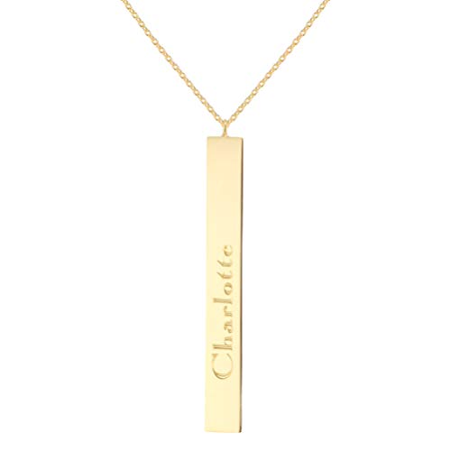 Image of CARISSIMA Women's 9 ct Yellow Gold 4.9 x 39.7 mm Vertical Bar Adjustable Necklace of Length 41 cm/16 Inch - 43 cm/17 Inch