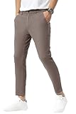 Plaid&Plain Men's Slim Fit Khaki Pants Stretch Cropped Chino Pants 130201 Taupe 33