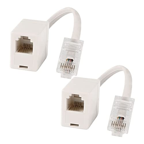 QIQIBAIHUO 2 zócalo 8P4C / RJ45 Masculino RJ11 6P4C A Mujer M/f Teléfono Adaptador Ethernet (Color : White) Cover