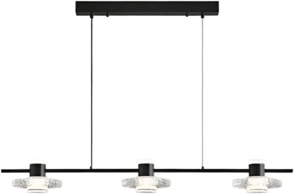 Plafonnier LED noir moderne et grand lustre en cuivre pour salon et îlot de cuisine