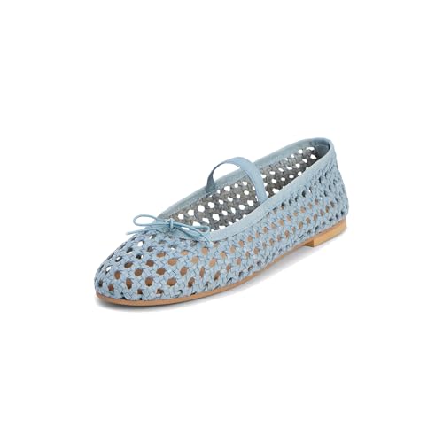 Ballet Shoes for Women Comfotable Pointed Close Toe Mesh Flats Slip on Flat Dress Shoes Woven Jelly Flats with Bow3