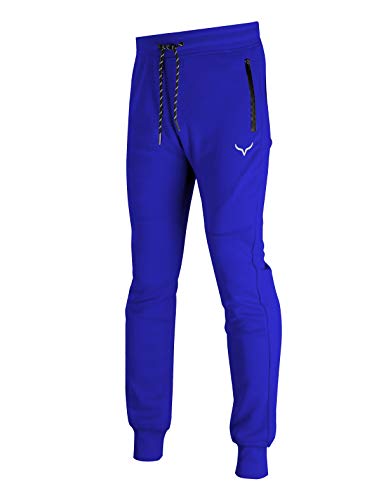 Image of Screenshot SPORTS-A4053 Mens Premium Slim French Terry Spandex Fleece Pants - Athletic Jogger Fitness Workout Gym Zipper Pockets