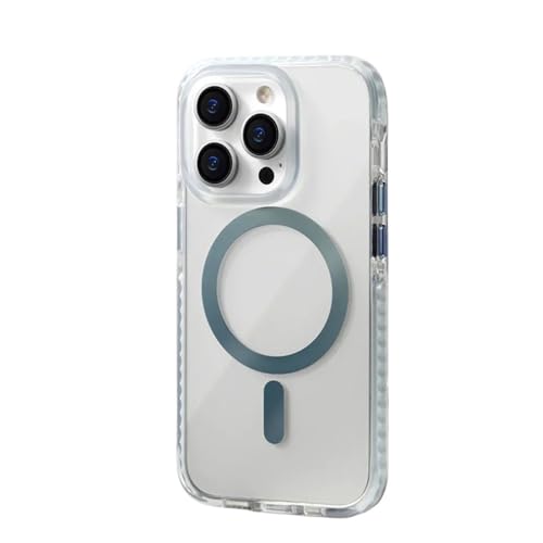 Coque arrière de charge magnétique sans fil iPhone 13 transparente antichoc FH Cyan