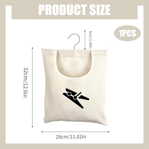 Epunk Peg Bag Reusable Peg Basket Pegs for Washing Line with Bag 30 x 25 cm Canvas Peg Bags for Washing Line Peg Organisation Hanger for Washing Line Rotary Airer Laundry Clips Storage Sack - Image 2