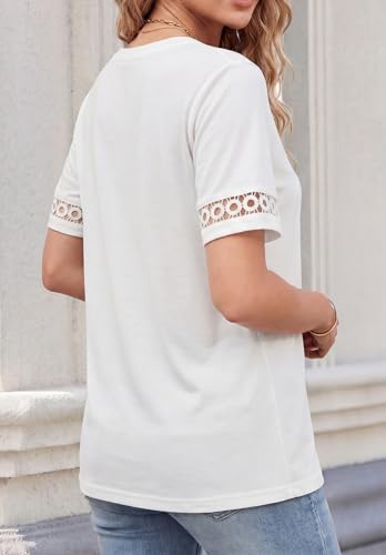 Womens T Shirts Basic V Neck Trendy Summer Tops Casual Short Sleeve Tops Fashion Lightweight Soft Summer Outfits Clothes 2026 White — view 2