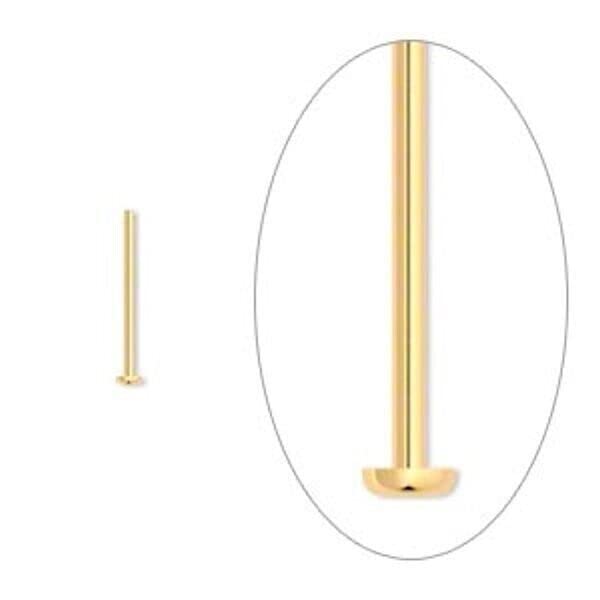 100 Gold Plated Brass 1/2 Inches Long 21 Gauge Standard Headpins