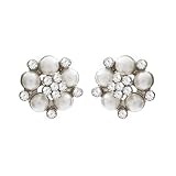 Lovett & Co Audrey Hepburn Pearl Stud Earrings for Women – Classic Breakfast at Tiffany’s Inspired Vintage Earrings, Elegant Diamante Stud Clip-On Design, Perfect for Weddings & Parties