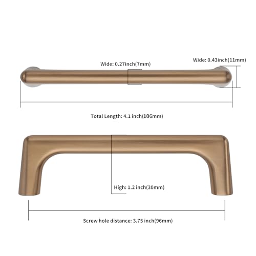 Image of 9BUILD 10 Pack Champagne Bronze Cabinet Pulls 3.75 Inch Kitchen Cabinet Handles Cabinet Hardware Kitchen Handles for Cabinets Cupboard Handles Dresser Pulls Drawer Handle