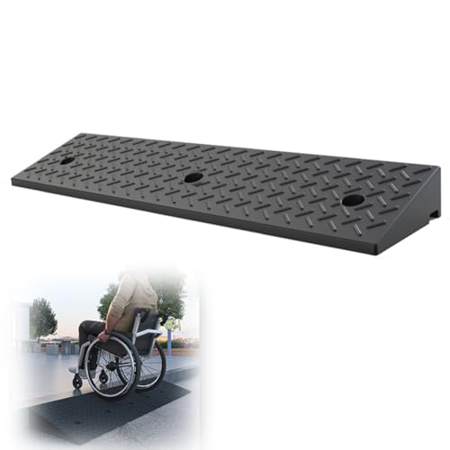 Heavy Duty Wheelchair Ramp - Portable Rubber Curb Ramp for Scooter, Bike & Motorcycle - 6cm (2.3inch) Driveway Loading Ramp for Easy Access & Mobility (Black 9cm/3.5inch)