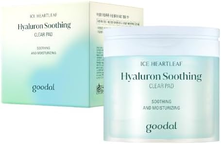 GOODAL Heartleaf Houttuynia Cordata Hyaluron Soothing Clear Pad 70 Sheets, Calming Redness Relief Daily Facial Toner Pad for Sensitive Skin, Korean Skin Care, Instant Cooling