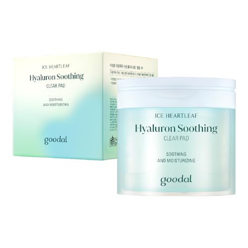 GOODAL Heartleaf Houttuynia Cordata Hyaluron Soothing Clear Pad 70 Sheets, Calming Redness Relief Daily Facial Toner Pad for Sensitive Skin, Korean Skin Care, Instant Cooling