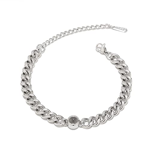 Muuyon 14K Gold Bracelet With Photos For Women, 10K/14K/18K Real Gold Custom Photo Bracelet With Curb Chain For Mothers Day Fathers Day Girl Sister #TOP1
