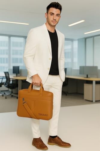 Image of Premium Laptop Shoulder Sling Bag, Executive Business Travel Messenger Bag for Men & Women, Luxury Protective Laptop Case Compatible with MacBook, HP, Dell, (15.6 Inches)