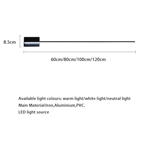 Lámpara de Pared 2700K-6500K Regulable Aplique LED Lineal Moderno Interior Negro Largo Rectangular 6