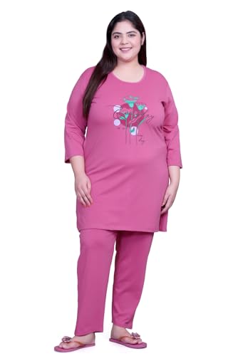 Image of RYSH Women's Cotton All Over Printed Full Sleeve Plus Size Long T-Shirt