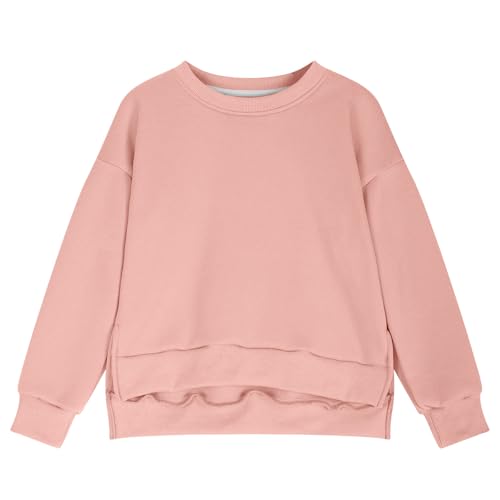 Oversized T Shirts For Teen Girls Long Sleeve Crewneck Sweatshirts Casual Side Split Kids Pullover Tops 5-14 Years4