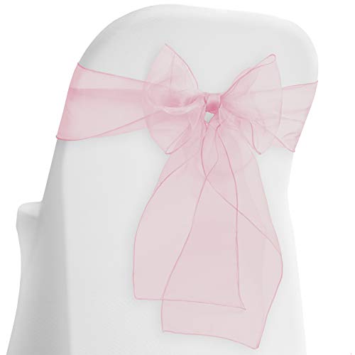 Lann's Linens - 10 Elegant Organza Wedding/Party Chair Cover Sashes/Bows - Ribbon Tie Back Sash - Pink