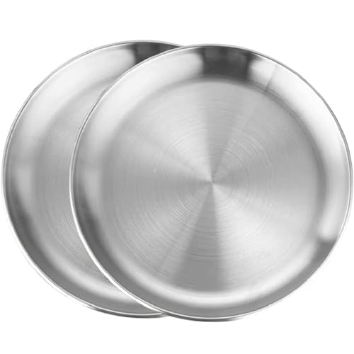 VollfitYYu 2er Edelstahlteller Rund Serviertablett Silber Platzteller...