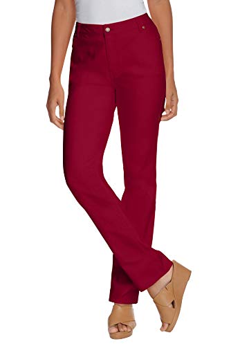 Jessica London Women's Plus Size True Fit Straight Leg Jeans - 22, Rich Burgundy Red